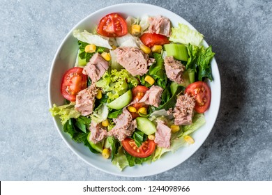 Tuna Fish Salad with Lettuce, Cherry Tomatoes, Cucumber and Corn. - Powered by Shutterstock