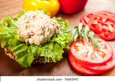 Tuna Fish Sandwich On Multigrain Bread With Lettuce And Tomato
