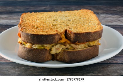 Tuna Melt Sandwich On A Plate,