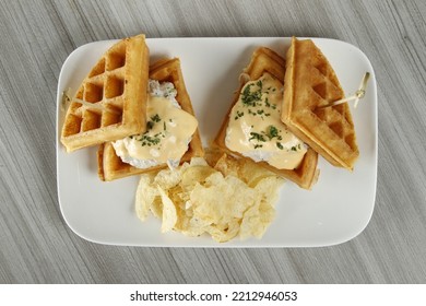 Tuna Melt Waffle Sandwich With Chipes