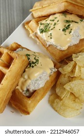 Tuna Melt Waffle Sandwich With Chipes