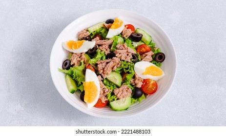 Tuna Salad Bowl Isolated On White