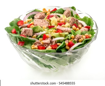 Tuna Salad In Glass Bowl.