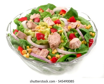 Tuna Salad In Glass Bowl.