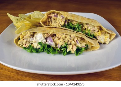 Tuna Salad  With Mustard  And Onions In Pita Bread, 