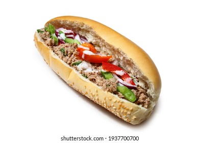 Tuna Sandwich, Delicious And Healthy Fast Food. Insulated On White Background