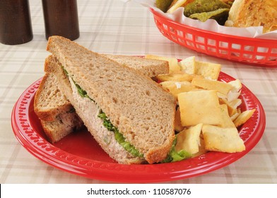 A Tuna Sandwich With Pita Chips