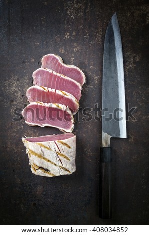 Tuna Steak on old Sheet