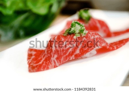 tuna sushi with white plate