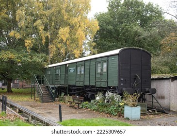 Tunbridge Wells, Kent, UK – October 31 2022.  The Office, An Old Railway Carriage, Of Tonbridge Model Engineering Society