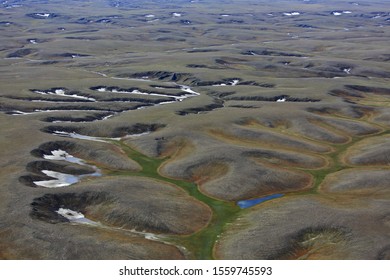 Tundra Landscape In Summer, Taymyr Peninsula, Aerial View
