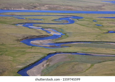 Tundra Landscape In Summer, Taymyr Peninsula, Aerial View
