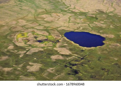 Tundra Landscape In Summer, Taymyr Peninsula, Aerial View
