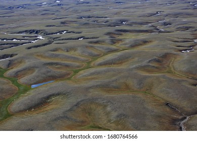 Tundra Landscape In Summer, Taymyr Peninsula, Aerial View
