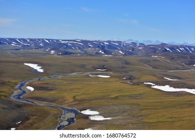 Tundra Landscape In Summer, Taymyr Peninsula, Aerial View
