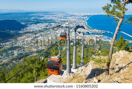 Tunektepe Cableway, beautiful blue Gulf of Antalya and popular seaside resort city Antalya, Turkey Stock photo © 