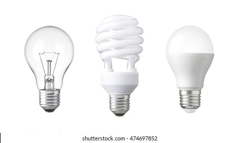 tungsten bulb, fluorescent bulb and LED bulb. revolution of three generation Light bulb. evolution of energy saver bulb - Shutterstock ID 474697852
