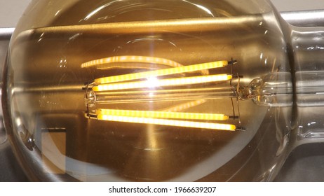 Tungsten wire inside the bulb. Istanbul Turkey 2021 - Shutterstock ID 1966639207