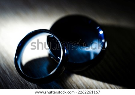 Tungsten and wood blue wedding ting