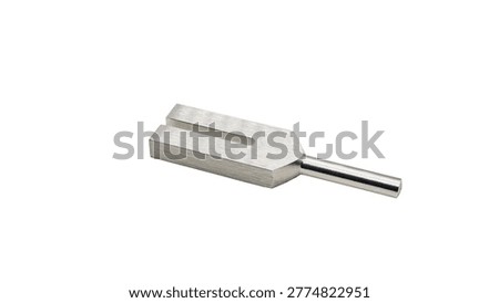 Tuning fork macro isolated on white background metal healing tool close up