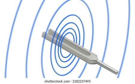 tuning fork with sound wave 3d - Shutterstock ID 2182237493