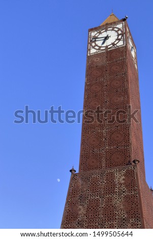 in Tunis, Tunisia The clock tower in  Beb Bhar Habib Bourguiba in the capital city of Tunisia the old center of Tunis Tunisia.
