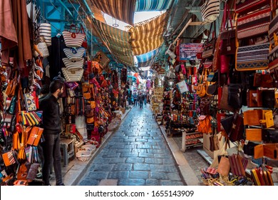 Tunis, Tunisia - Nov 19, 2019: Local Market At The Medina