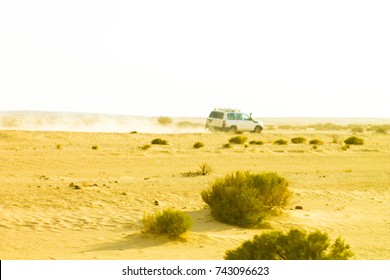 Tunisia. Sahara Desert. Rally Paris Dakar. Places Of Shooting Star Wars, The Planet Tatooine Scenery.