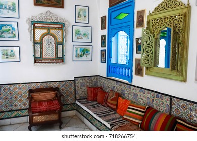 Tunisia. Sidi Bou Said. 23 June 2015. The interior of an Arab house in the Museum town of Sidi Bou Said.