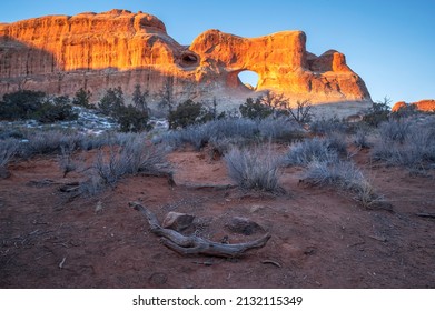 Tunnel Arch At Arches National Park, Sunrise, Winter Time