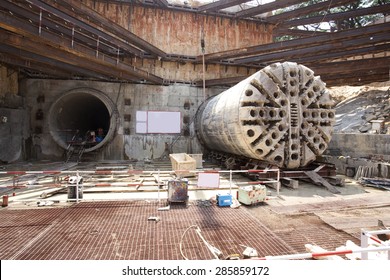Tunnel boring machine at construction site metro in Bangalore  India