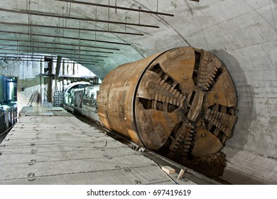 Tunnel boring machine on the subway station under construction