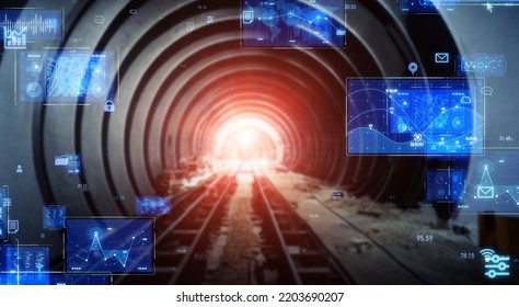 Tunnel construction and technology. Wide angle visual for banners or  advertisements.