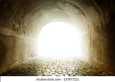 Tunnel with light coming from the exit.