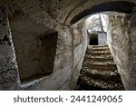 Tunnels of the Great War fortifications in the Austro-Hungarian stronghold of Mount Celva. Trento, Trentino, Italy