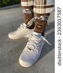 Tupac socks with white Air Force ones 