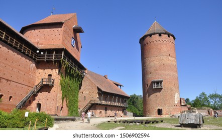 Turaida, Latvia - 21.7.2019: Turaida Castle is a recently reconstructed medieval castle in Turaida, in the Vidzeme region of Latvia, on the opposite bank of the Gauja River from Sigulda. 