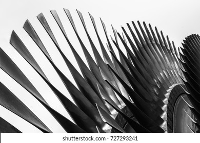 Turbine Blades Black And White Closeup