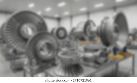 Turbine Parts Array Precise Engineering Marvels in a Modern Workshop.