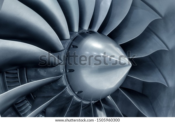 Turbo-jet engine of the\
plane, close up