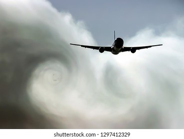 The Turbulence Of The Clouds Left By The Plane During The Flight.