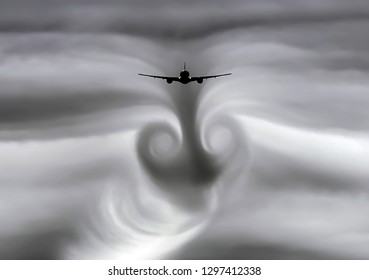 The Turbulence Of The Clouds Left By The Plane During The Flight.