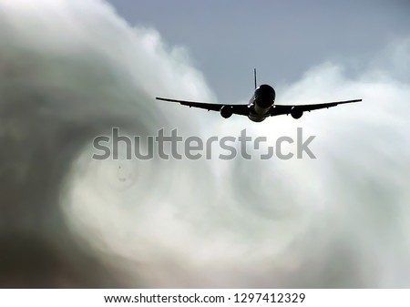 The turbulence of the clouds left by the plane during the flight.