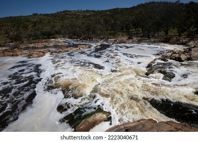 Turbulent Force Of Water At Bell's Rapids On The Confluence Of The Swan And Avon Rivers Near Baskerville, Western Australia.