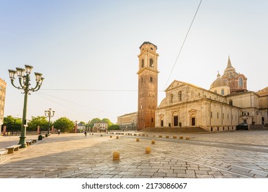 Turin Cathedral with a historic steeple and home to the famous Holy Shroud