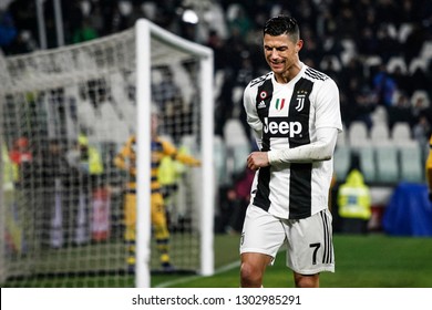 Turin, Italy. 02 February 2019. Campionato Italiano Di SerieA, Juventus Vs Parma 3-3. Cristiano Ronaldo, Juventus, Sad And Disappointed.