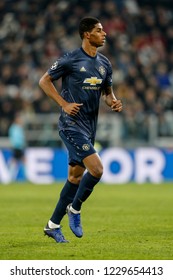 Turin, Italy. 07 November 2018. UEFA Champions League, Juventus Vs Manchester United 1-2. Marcus Rashford, Manchester United.