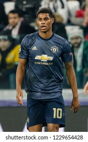 Turin, Italy. 07 November 2018. UEFA Champions League, Juventus Vs Manchester United 1-2. Marcus Rashford, Manchester United.