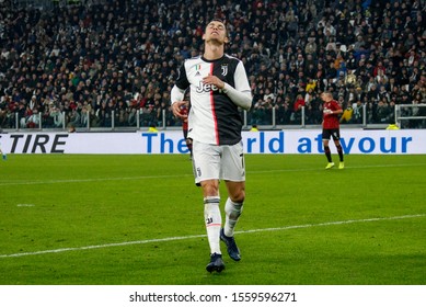 Turin, Italy. 10 November 2019. Campionato Italiano Serie A, Juventus Vs Milan 1-0. Cristiano Ronaldo, Juventus, Sad And Disappointed.