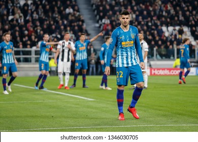 Turin, Italy. 12 March 2019. Uefa Champions League, Juventus Vs Atletico Madrid 3-0. Alvaro Morata, Atletico Madrid.